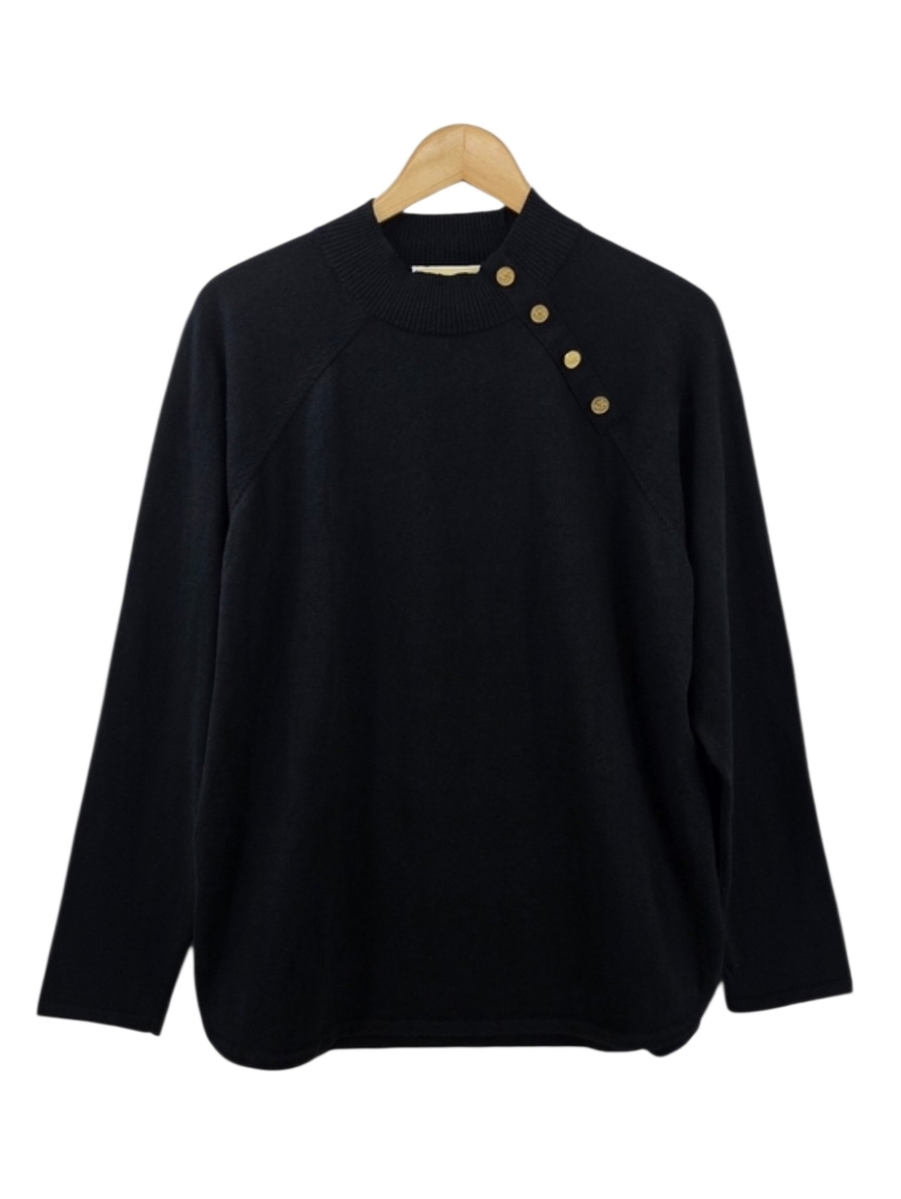 Michael Kors Black Lightweight Sweater Gold-tone Buttons Women's Size Large